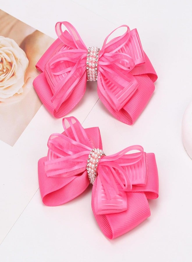 ZOLYCO 4.5-Inch Hair Bows Alligator Clips Delicate Pearl Hair Accessories for Girls, Toddler, Kids and Women Daily Dress Up Birthday Wedding Christmas Occasions- Set of 2 - Image 5